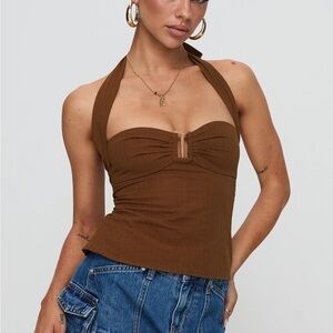 Princess Polly Isabetta Halter Top Chocolate